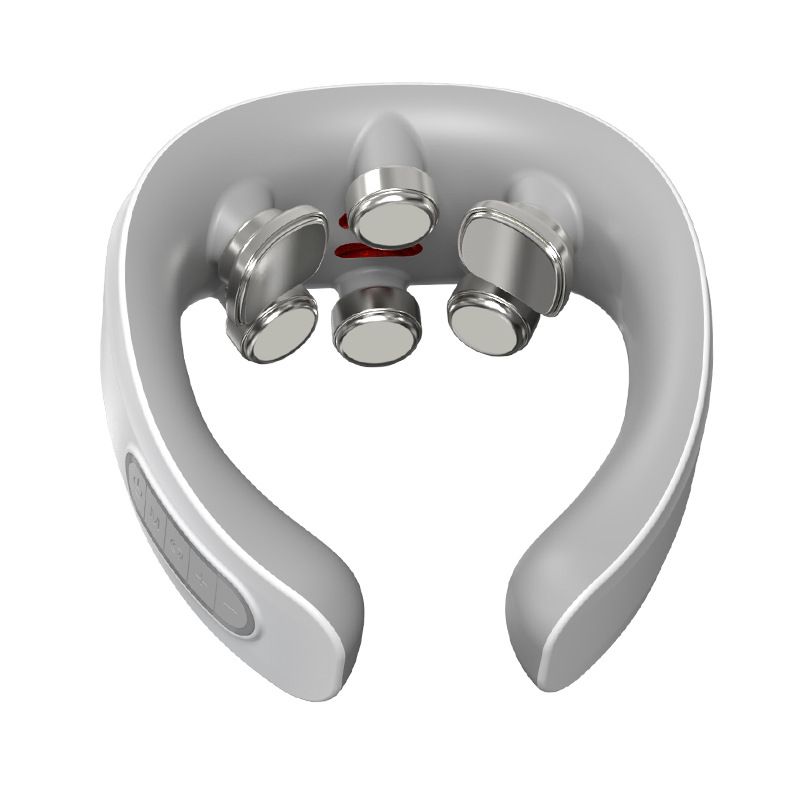 Masajeador de cuello profesional con tecnología de pulso EMS - 6/9 nodos de masaje, recargable, portátil, alivia el dolor de hombros y columna cervical._voghion.com