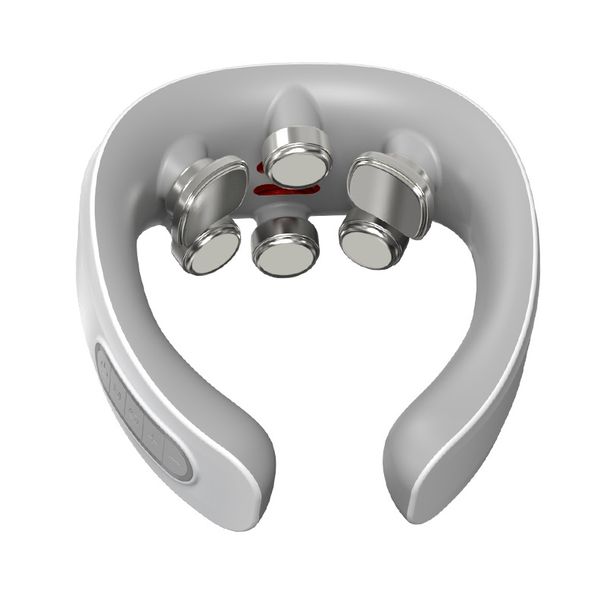 Masajeador de cuello profesional con tecnología de pulso EMS - 6/9 nodos de masaje, recargable, portátil, alivia el dolor de hombros y columna cervical._voghion.com