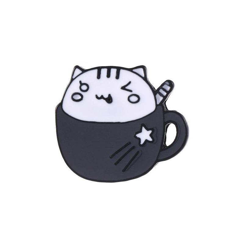 Instagram cartoon coffee cup, inspirational mood, brooch, cute cat badge, safety pin, anti glare_voghion.com