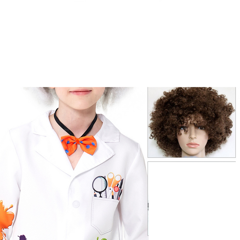 Halloween Children's funny curly hair afro hip hop style boy role play cute wig mad scientist silver_voghion.com