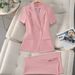 Damenbekleidung Rosa Anzug Damen Sommer Dünne Arbeitskleidung Berufskleidung Temperament Göttin Stil Arbeitskleidung_voghion.com