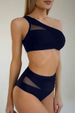 Women's Clothing Split Solid Color Mesh Splicing Bikini Multi Color Pleated Fashion Swimsuit_voghion.com