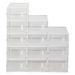 Shoe Storage Boxes 12 Pack Clear Plastic Stackable - White_voghion.com