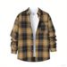 Men's Plaid Flannel Shirt - Soft Brushed Cotton Blend, Relaxed Fit, Lightweight Long Sleeve Open Front Shirt For Casual & Smart Wear_voghion.com