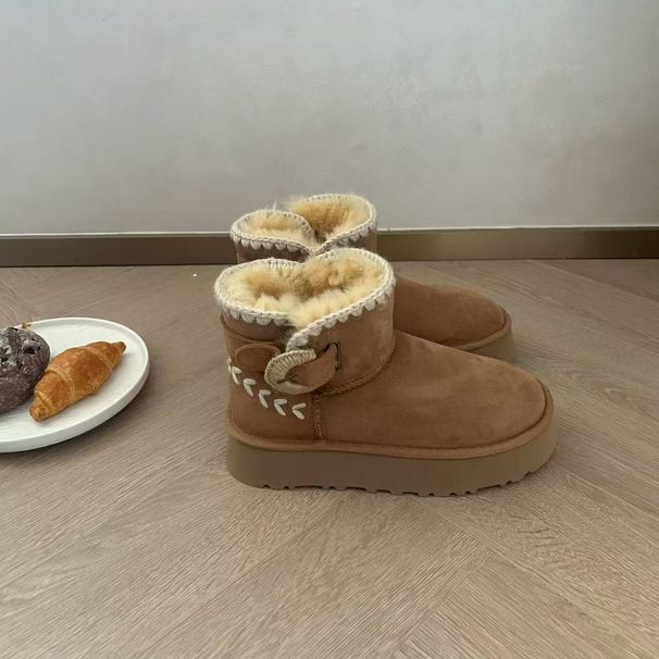 Henan Sangpo Sheepskin Thick-Soled Sweet Cool High-Waist Snow Boots Non-Slip Sole Casual Warm Height-Increasing_voghion.com
