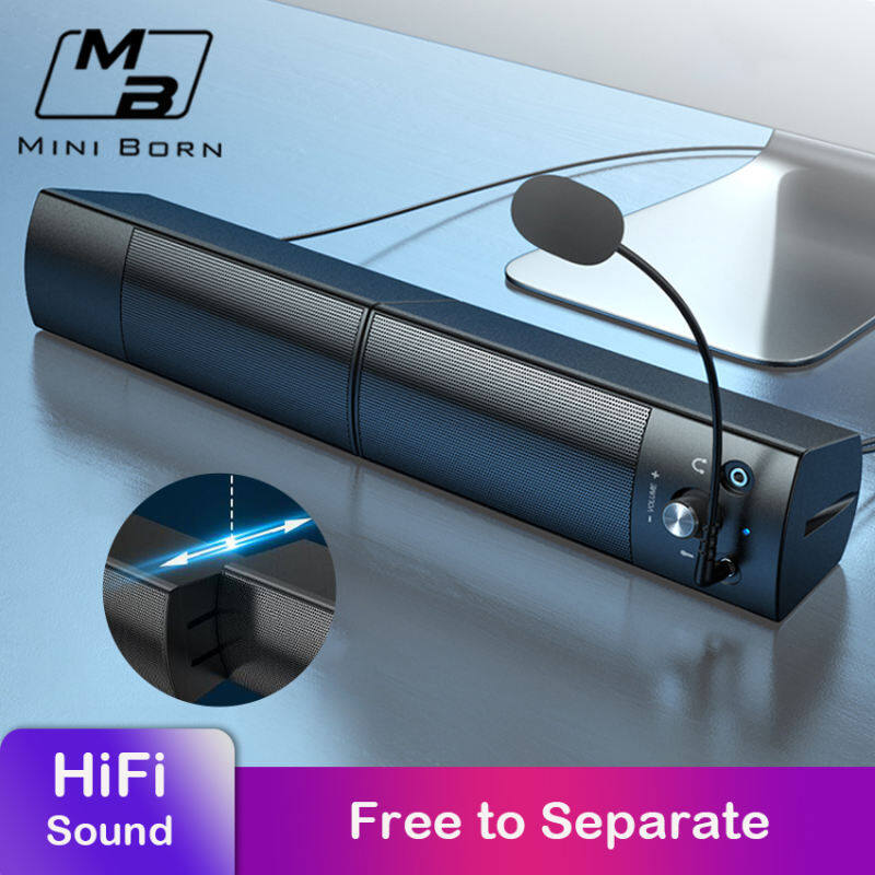 ★ Szybka dostawa ★ MiniBorn Głośnik komputerowy z mikrofonem Super Bass Mini Sound Bar Głośnik niskotonowy Głośnik typu Soundbar Online Class Głośnik do komputera stacjonarnego_voghion.com