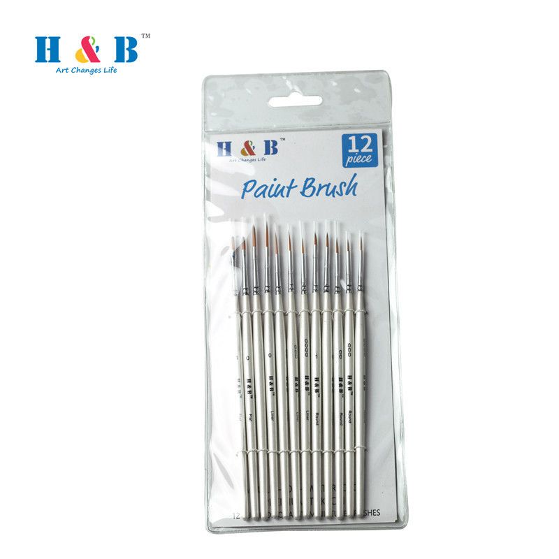 Set di 12 pennelli in nylon H&B per acquerello, acrilico e pittura a olio - Pennelli per dettagli e contorni a punta fine con manico in legno_voghion.com