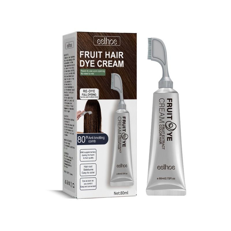 EELHOE Fruit and Vegetable Hair Cream, natural, mild, long-lasting, non-harming scalp, easy-to-color black hair hair_voghion.com