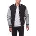 Men's Color-Block Baseball Jacket With Fleece Lining - Slim Fit Casual Sport Coat For Spring Fall Windproof Water-Resistant Polyester (Black/Gra)_voghion.com