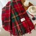 Novogodišnji božićni ugođaj za žene, zimski korejski stil, crveni karirani vanjski sloj, topli dugi šal_voghion.com