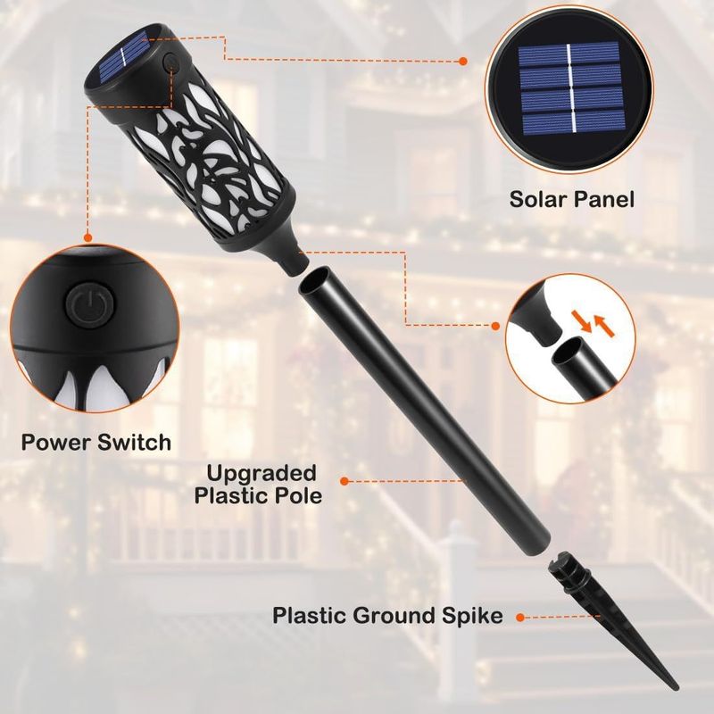 New Round Solar Flame Outdoor Lawn Villa Garden Courtyard Atmosphere Lighting Ground Mounted Lamp_voghion.com