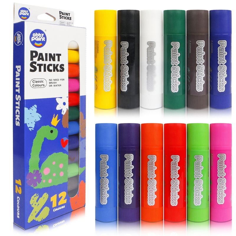 12-Color Washable Non-Toxic Solid Tempera Paint Sticks For Kids - Mess-Free Art Supplies For Toddlers & Children_voghion.com