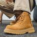 Men's Chunky Sole Martin Boots With Fleece Lining - Retro Work Boots For Autumn, Unisex Style Available_voghion.com