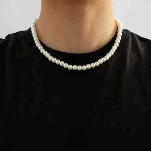 Trendigt hiphop-pärlhalsband med chokers för män och kvinnor, utsökt bohemiskt pärlhalsband, mångsidigt för män, gatustil_voghion.com