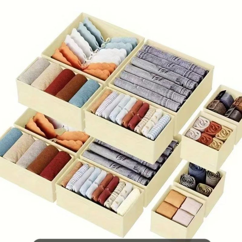6-teiliges Aufbewahrungsboxen-Set aus Stoff für Unterwäsche, Socken und kleine Gegenstände. Faltbarer Schrank-Organizer in mehreren Größen. Atmungsaktives Vliesmaterial_voghion.com