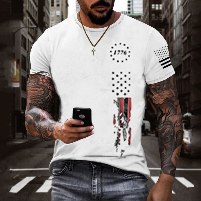 2023 Europe and America men's short sleeve T-shirt 3D printed round neck casual T-shirt popular on the street_voghion.com