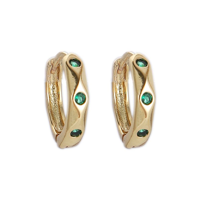 Gekleurde zirkonium oorbellen Exquise kleurbehoud Vergulde sieraden Eenvoudige stijl High-end oorbellen Temperament en sfeer_voghion.com