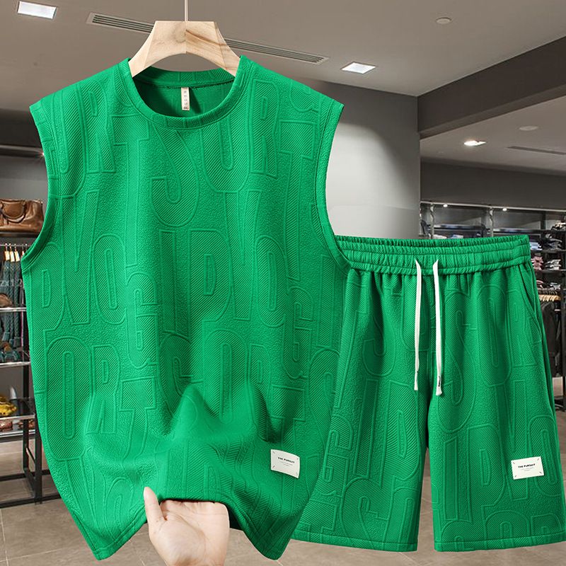 Herrenbekleidung Plus Size Sommer Schwerer Freizeitanzug Lose Kurzarm-Shorts-Anzug_voghion.com