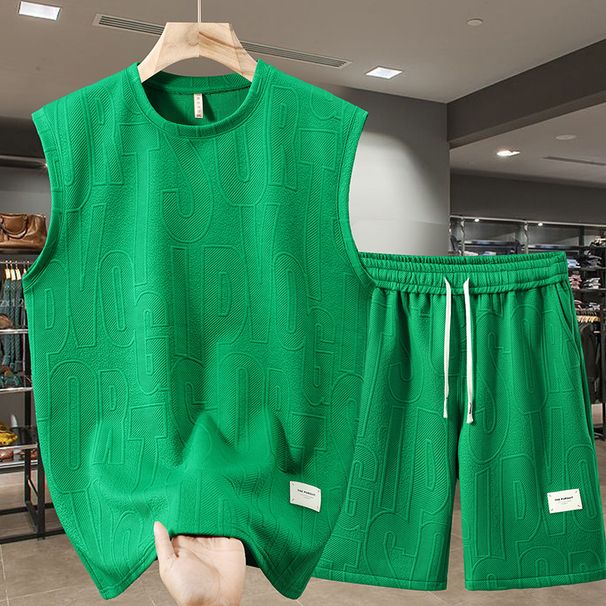 Herrenbekleidung Plus Size Sommer Schwerer Freizeitanzug Lose Kurzarm-Shorts-Anzug_voghion.com