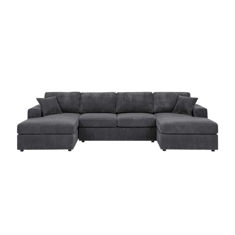 3 - Piece Corduroy Double-Chaise Sectional_voghion.com