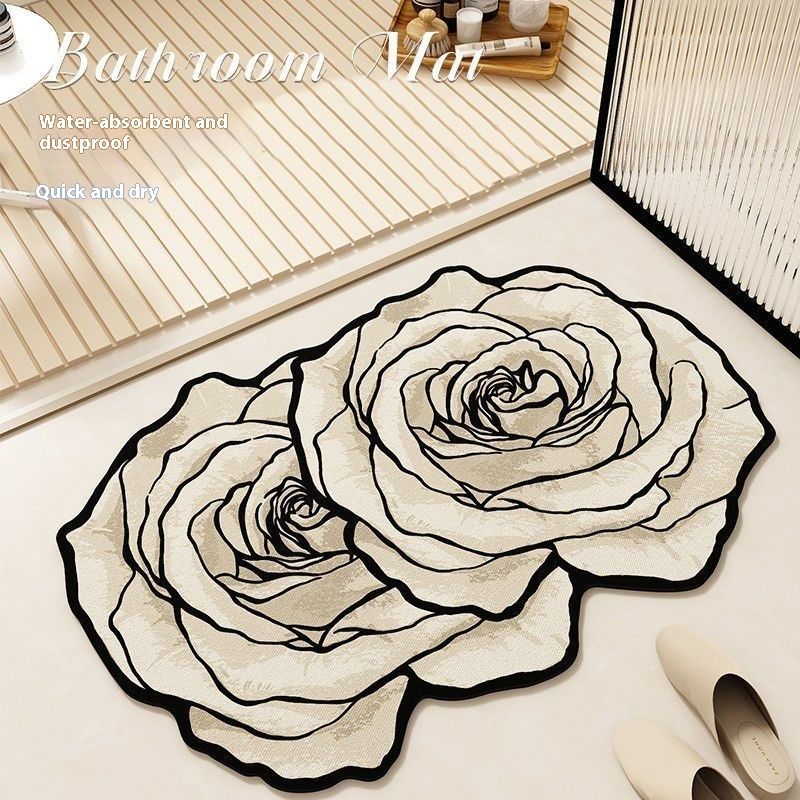 Diatomaceous Earth Home Use Absorbent Toilet Bathroom Doorway Foot Mat Light Luxury French Style Carpet_voghion.com