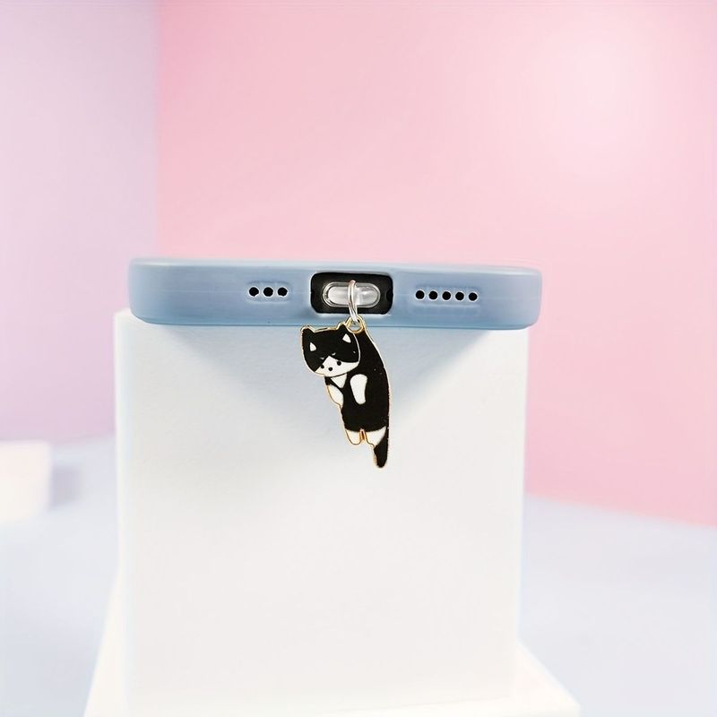 Cute Cat Phone Dust Plug Charging Port Cover For Type-C Earphone Pendant Anti-Dust_voghion.com