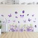 Lila Schmetterling Blumenhaufen PVC selbstklebendes Papier N1885 Wohnzimmer Bett entfernbare Wandaufkleber_voghion.com