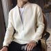 2025 Autumn Winter New Sweater Jacket Solid Color Knitted Cardigan Men's Casual Slim Fit Top_voghion.com