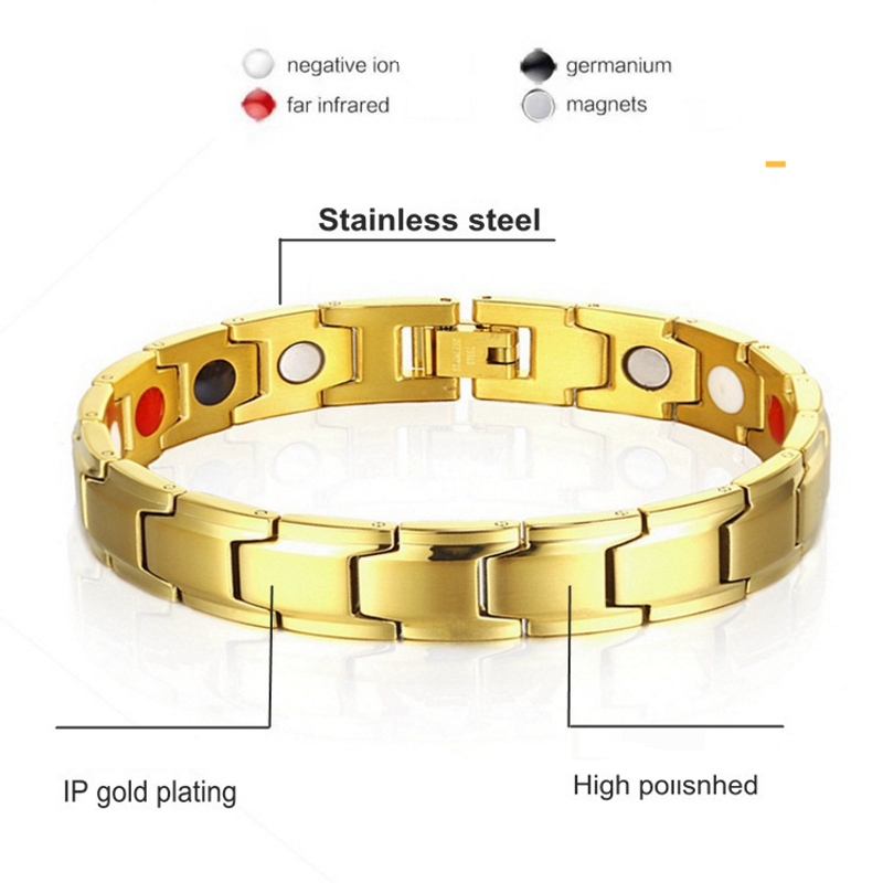 Hochwertiger, nicht verblassender Nischenschmuck aus Titanstahl mit magnetischer Therapie und Quantenarmband für Herren_voghion.com