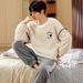 Coral sleepwear winter 2023 new long sleeved thick flannel men's home suit set_voghion.com