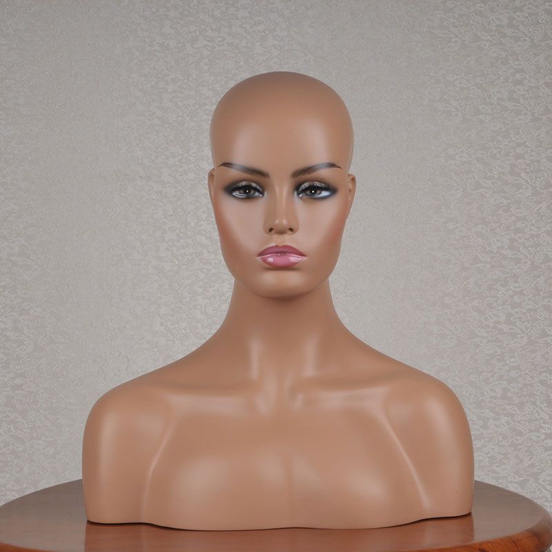 Double Shoulder Mask Earring Display Props Fiberglass Female Half Body Wig Head Mold_voghion.com