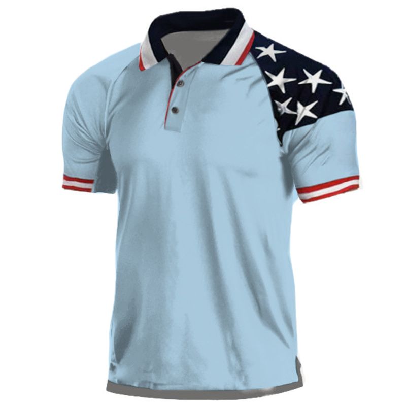 Polo da uomo nuova estate Polo da uomo a manica corta casual con stampa digitale 3D Polo da uomo con risvolto con zip_voghion.com