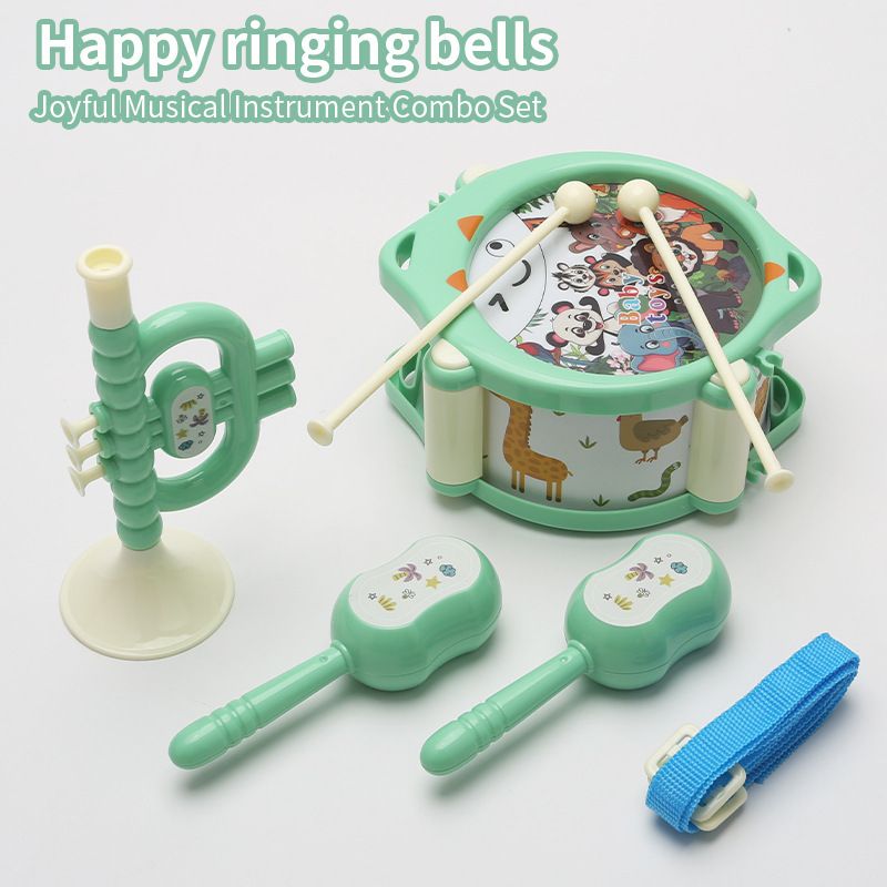 Nova otroška bobnasta sestavljanka, zgodnje izobraževanje, dvostranski tolkalni boben, 1-3 leta, dojenček in deklica, glasbilo, glasbena igrača_voghion.com