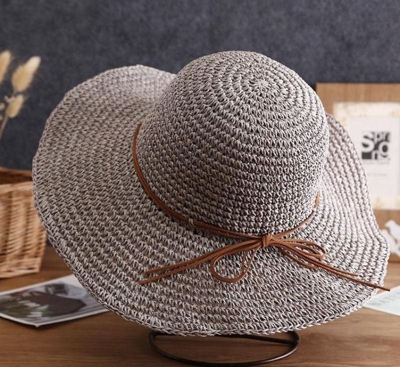 Straw hat women summer beach sun hat foldable foreign trade all-match sun hat hollow handmade crochet wholesale hat_voghion.com