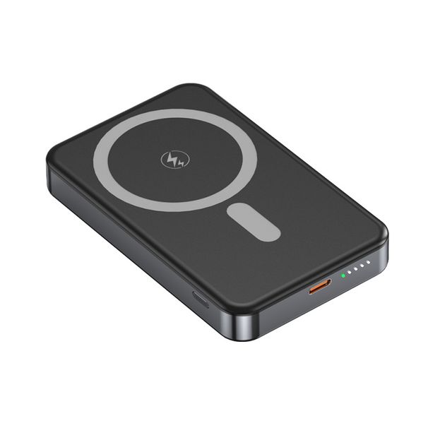 Power Bank magnetico wireless da 10000 mAh con compatibilità - Caricabatterie portatile ultra sottile in lega di alluminio per iPhone, ricarica wireless da 15 W e rapida da 22,5 W_voghion.com