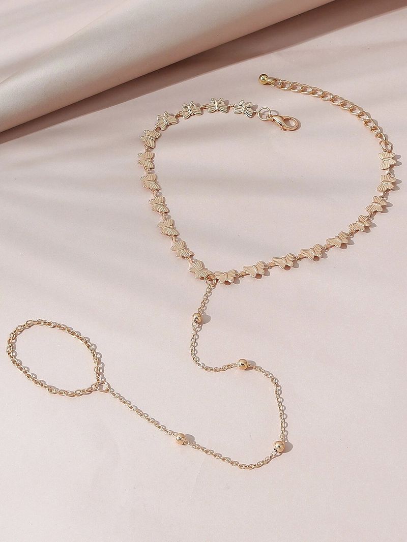Sommer einfache Fußkette kleine Schmetterling Zehenkette vielseitiges Damen Strand Urlaub Accessoire_voghion.com