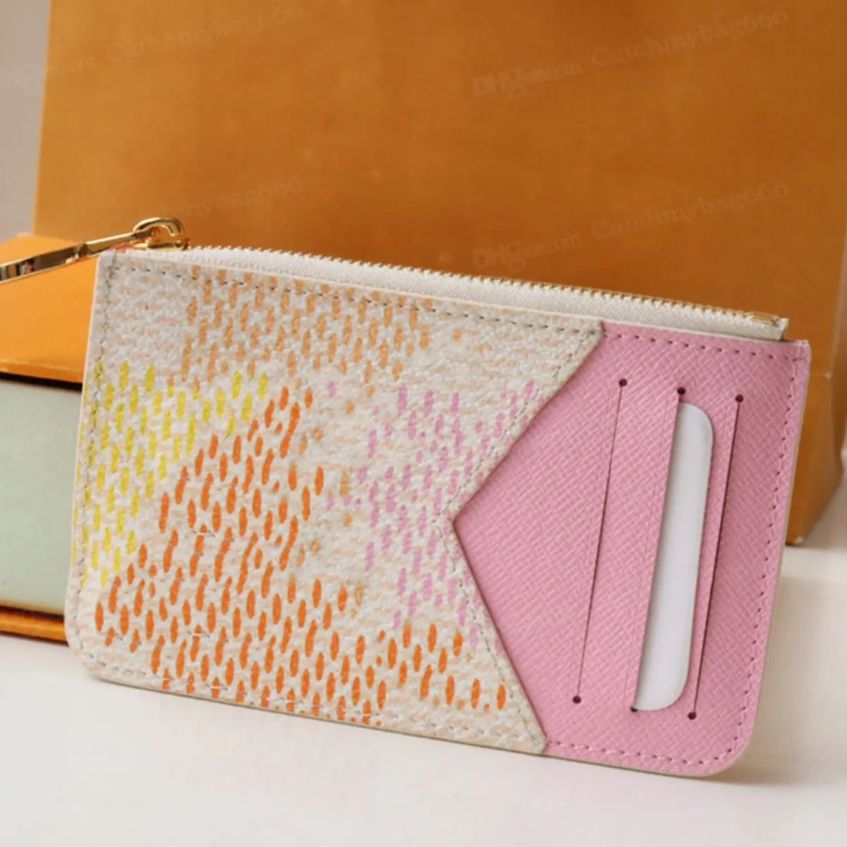 Top-Qualität 10A Victorine Wallet Designer Beschichtetes Canvas Goldene Hardware Geldbörsen Lederbesatz Kartenhalter Druckknopf_voghion.com