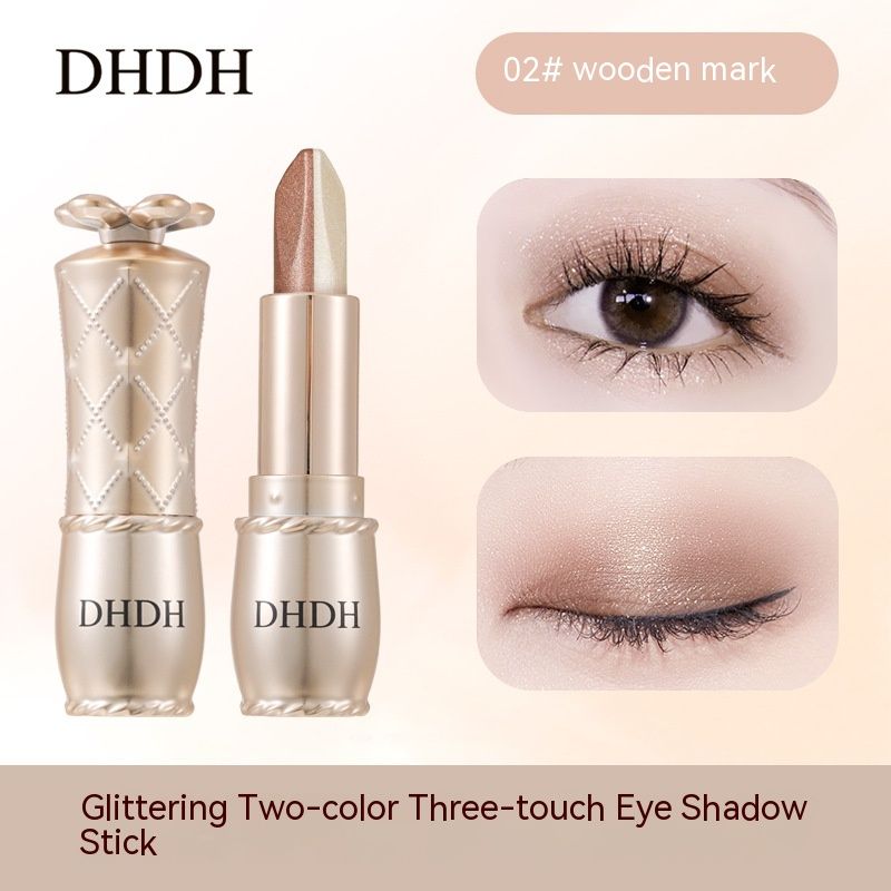 DHDH shimmering two-color three wipe stick pearl light shining one touch do not fly powder hold makeup color eye shadow_voghion.com