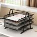 Metal Mesh Desk Organizer – Modular 2/3/4-Tier File Tray For Office, Home & Classroom (Modern Minimalist)_voghion.com