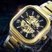 Square Automatic Mechanical Watch Business Watch 30M Waterproof Hollow Skeleton Dial Stainless Steel Mechanical Watch Gifts For Men_voghion.com