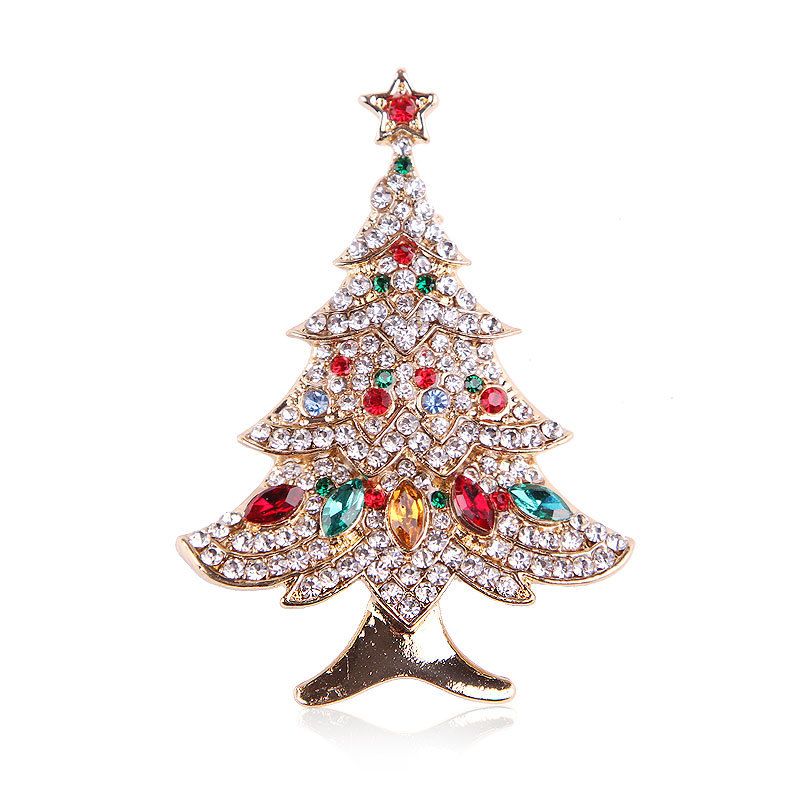 moda strass colorido diamante árvore de natal broche de natal pino homens e mulheres broche de liga ecologicamente correto_voghion.com