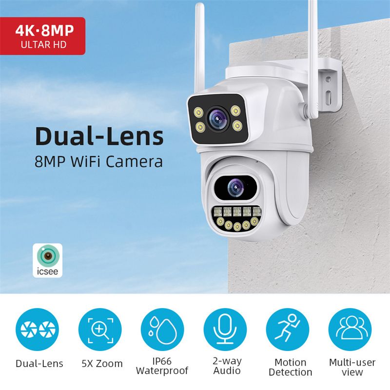 Icsee Grab Ball Binocular sem fio WiFi Ball Camera HD Visão noturna à prova d'água para áreas externas Controle remoto para celular de 8 MP_voghion.com