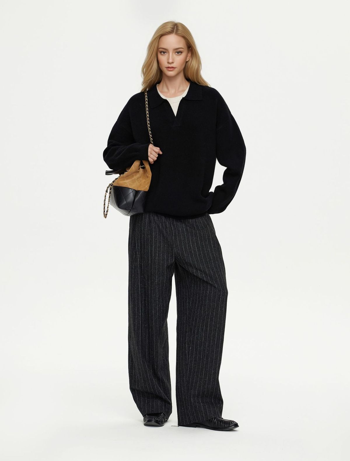 Herrenpullover mit Kragen, farblich abgesetzter Strickpullover, lockere Passform, Rundhalsausschnitt, weiches Wollmischgarn, lässig und stilvoll für den Herbst_voghion.com