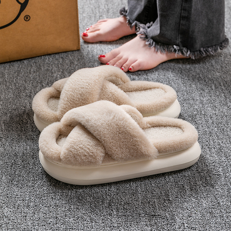 Woman Unisex Plush Open-Toe Autumn Summer Indoor Lightweight Memory Foam Non-Slip Slippers_voghion.com