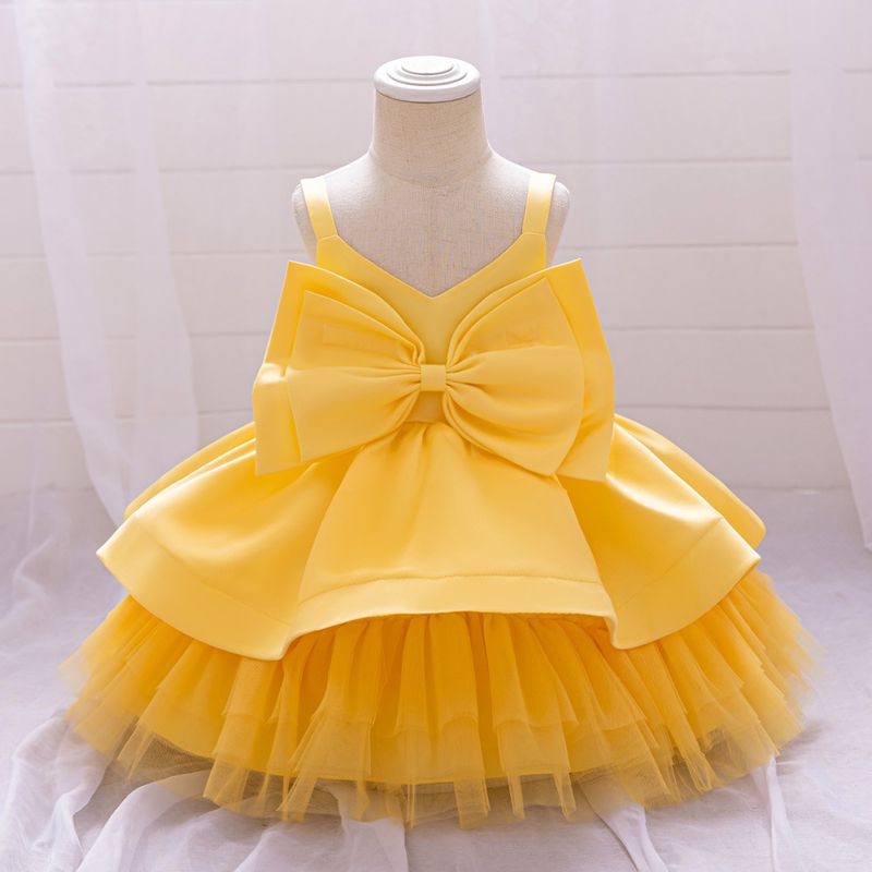 European And American New Sleeveless Bow Princess Dress Catwalk Performance Costume Fluffy Cake Skirt Flower Girl Piano Dress Skirt_voghion.com