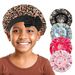 Cuffia da notte in raso stampato per bambini con elastico, fiocco, rotonda, carina, coordinata, per la cura dei capelli_voghion.com