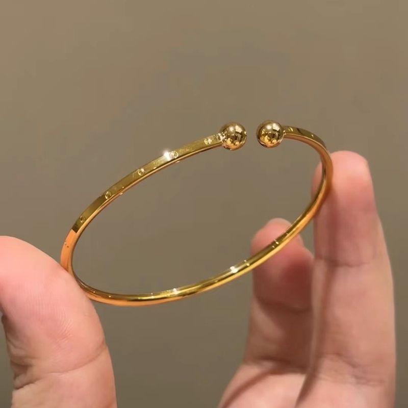 Niche Design Gold Bracelet For Women, Simple Luxury, High-End Feel, Versatile, Elegant Lucky Bead Bracelet, Plain Circle_voghion.com