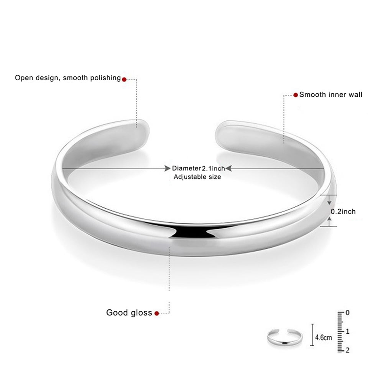 Bracciale da donna in argento sterling massiccio, braccialetto con apertura regolabile, gioielli per ragazze, regalo di compleanno_voghion.com
