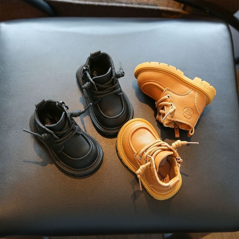 Chaussures de marche ToyPulse pour bébés et jeunes enfants d'un an, style bottines Martin, semelle souple, doublure polaire, faciles à assortir, collection automne-hiver._voghion.com