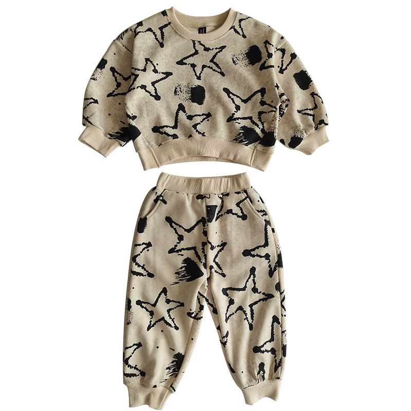 Ins Korean version of boys' autumn outfit new set, stylish irregular five pointed star small and medium-sized children's_voghion.com